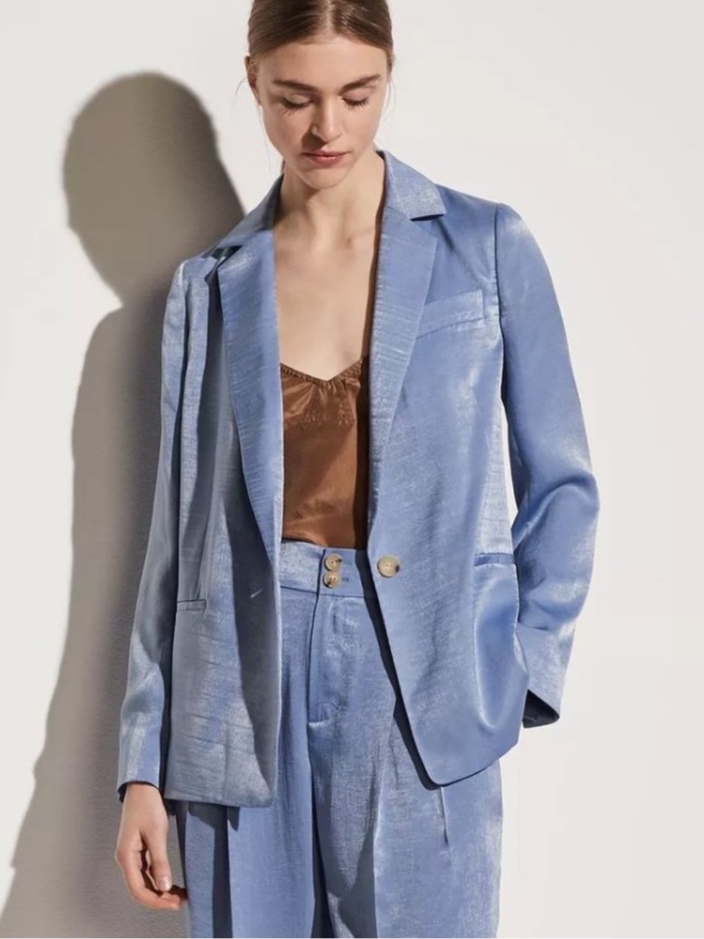 Vince Satin-Look Light Blue Women's Blazer